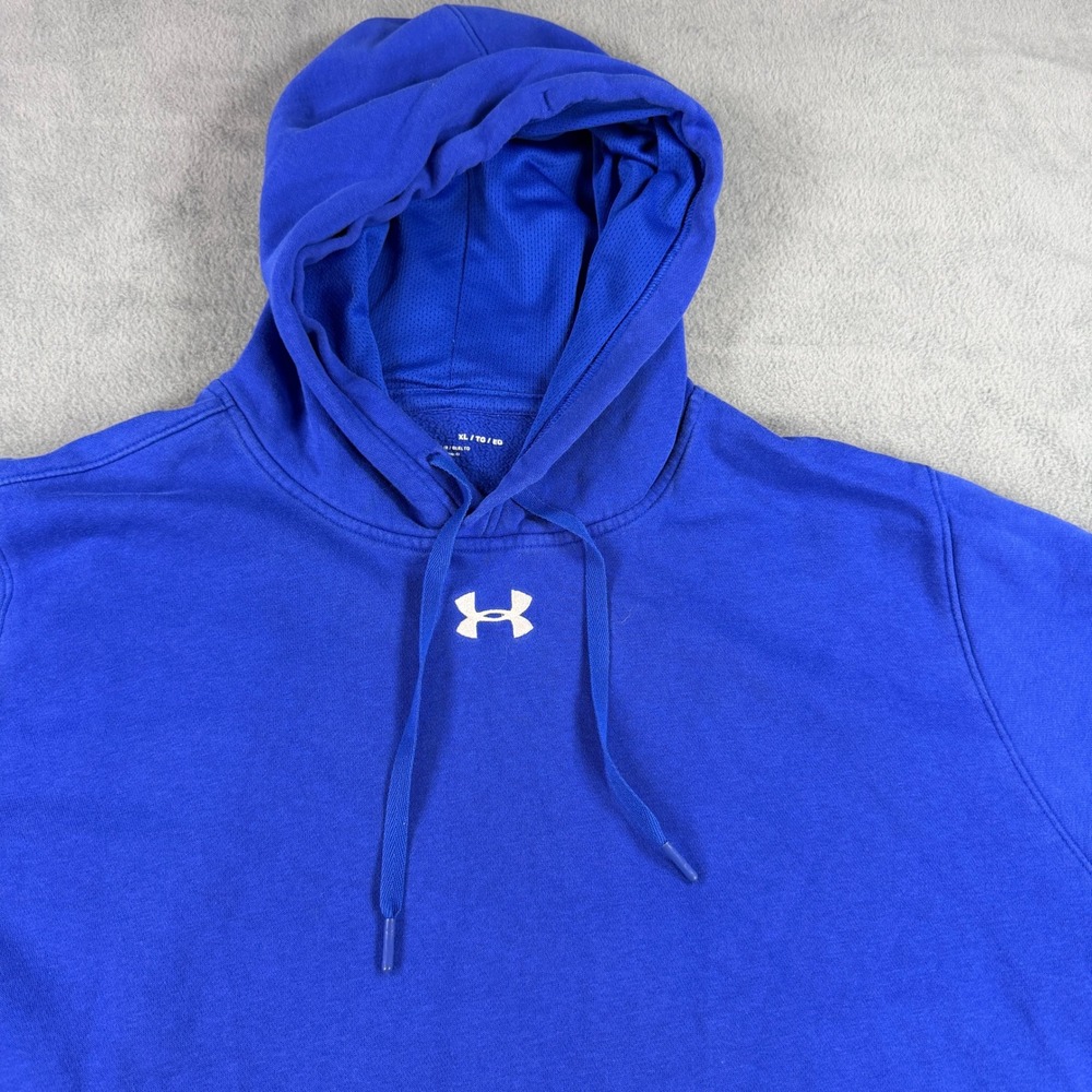 Under Armour Mens XL Rival Fleece Hoodie Royal Blue Pullover Sweatshirt Loose